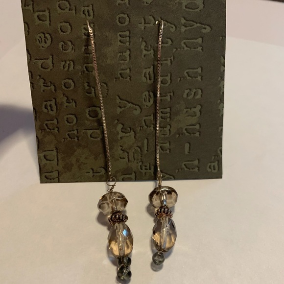 Handmade Smoky Quartz and Sterling Earrings - Picture 1 of 6